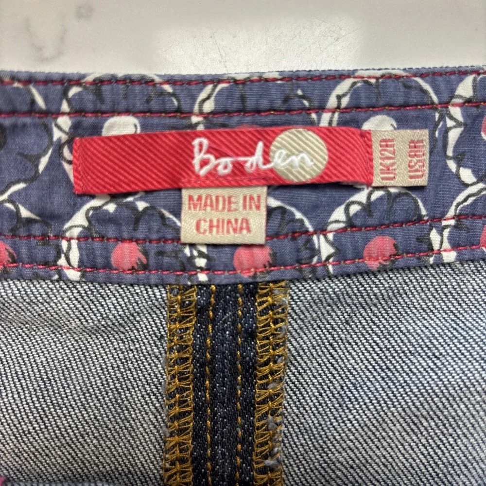 Boden A-Line Knee Length Side Zippered Denim Skirt Pockets Boho Peasant Size 8 - Picture 3 of 8